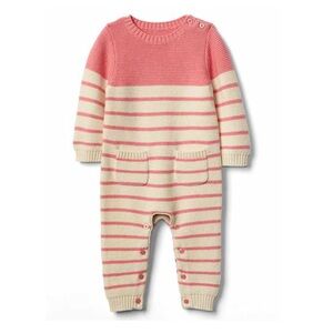 GAP Girls 100% Cotton Pink Striped Knit Sweater Jumpsuit